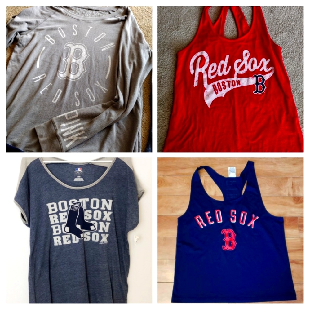 VS PINK RED SOX MLB TANK TOP BUNDLE GREY LACE BACK TOP L LARGE CROSS BACK SET